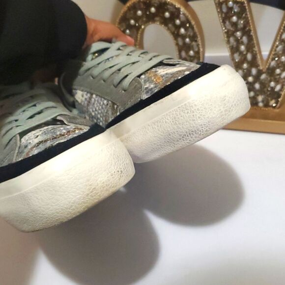 Vintage Havana Womens Spot On Calf Hair Snake Lace Up Gray Sneakers Sz 6.5 - Picture 10 of 12